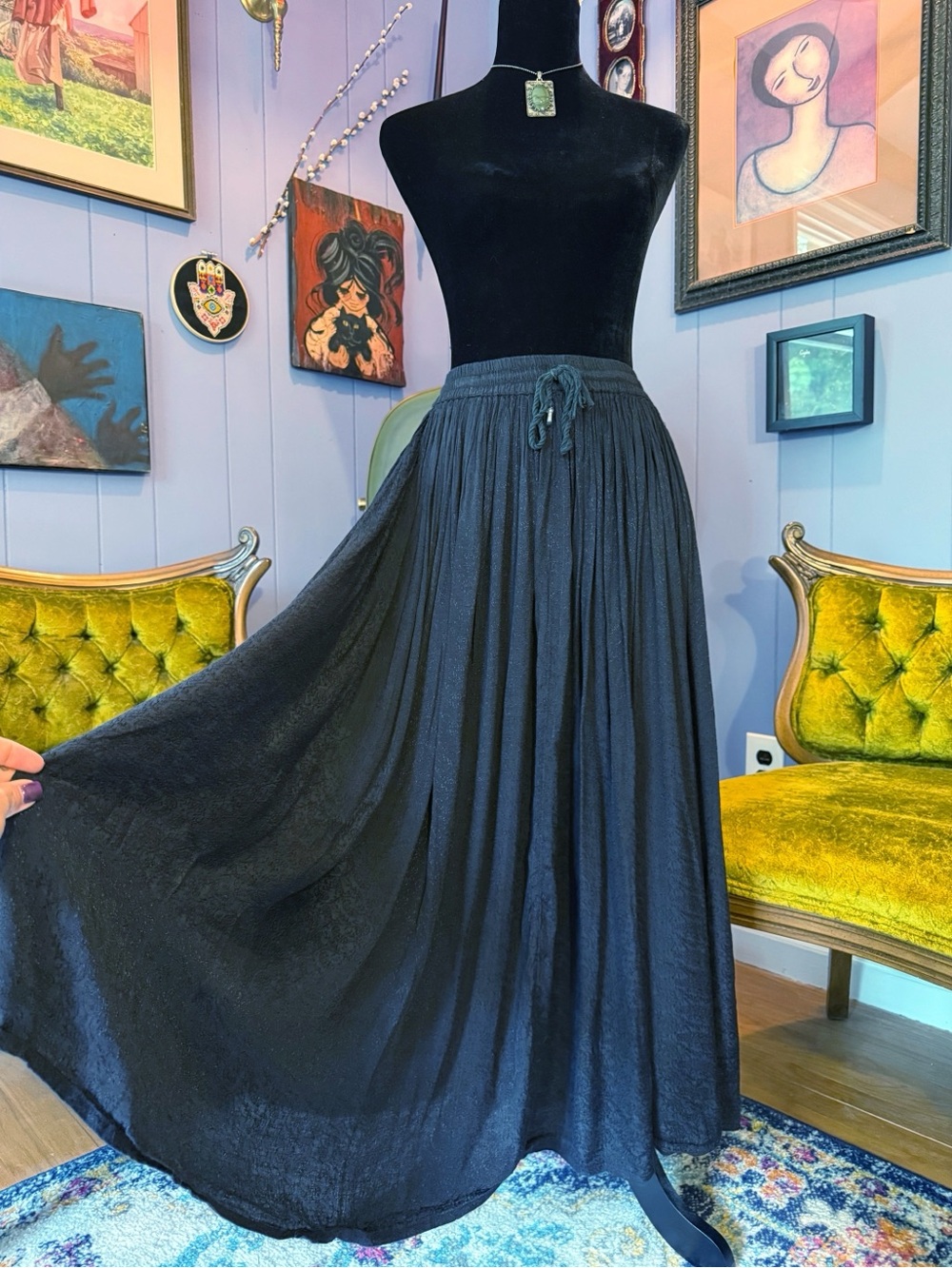 Vintage 90s Vini Whimsigoth Bohemian Witchy Goth Maxi Skirt